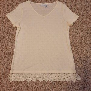 Ivory lace bottom shirt